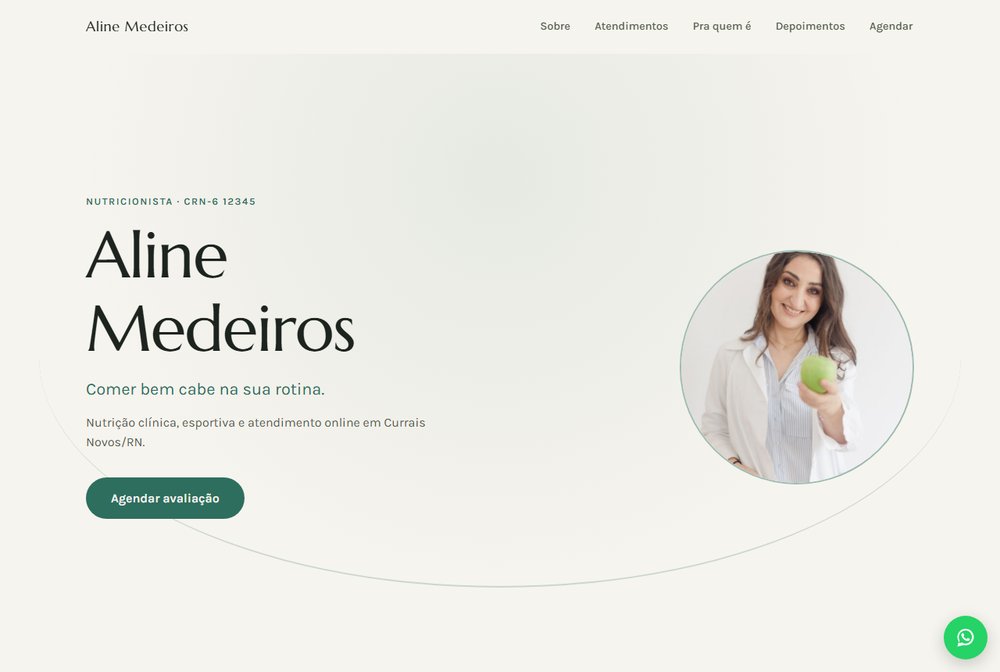 Exemplo de site para nutricionista
